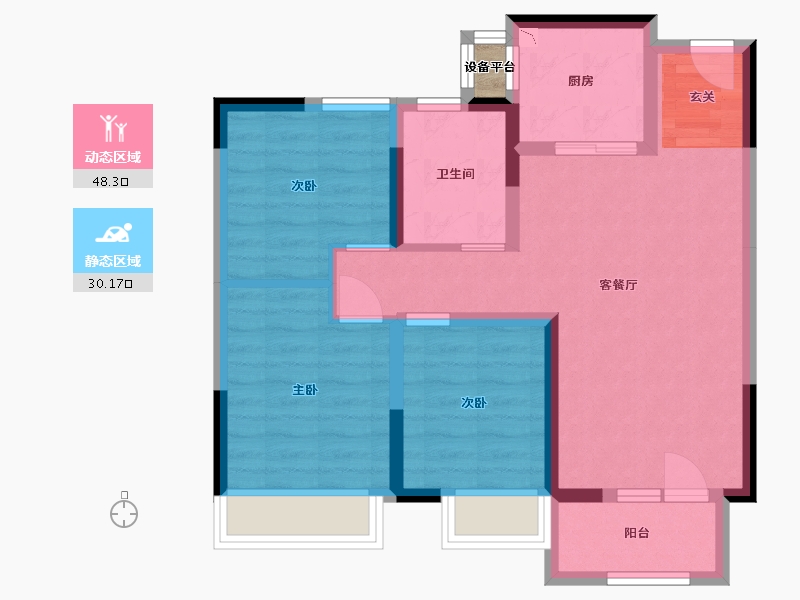 河北省-石家庄市-金科・集美郡-69.58-户型库-动静分区