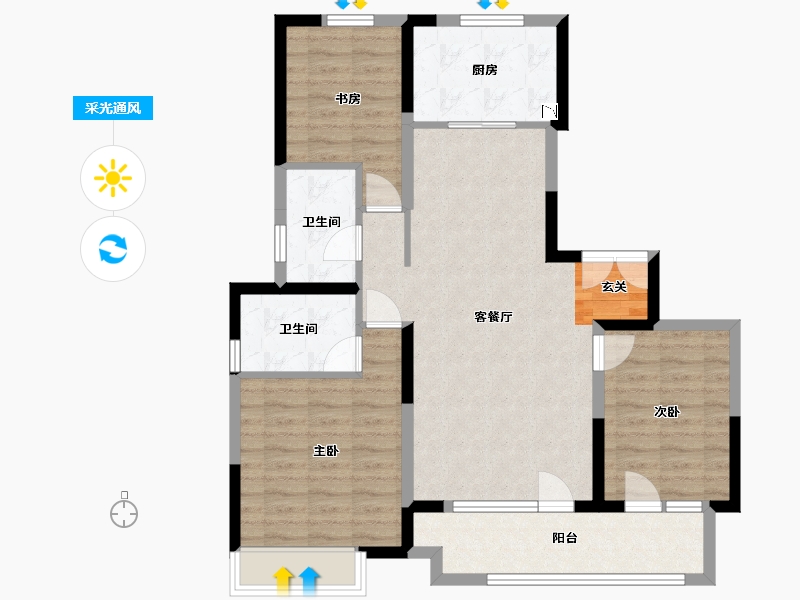 河北省-石家庄市-金科・集美郡-91.43-户型库-采光通风