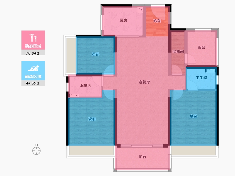 广东省-惠州市-陆丰龙光玖龙府-108.35-户型库-动静分区