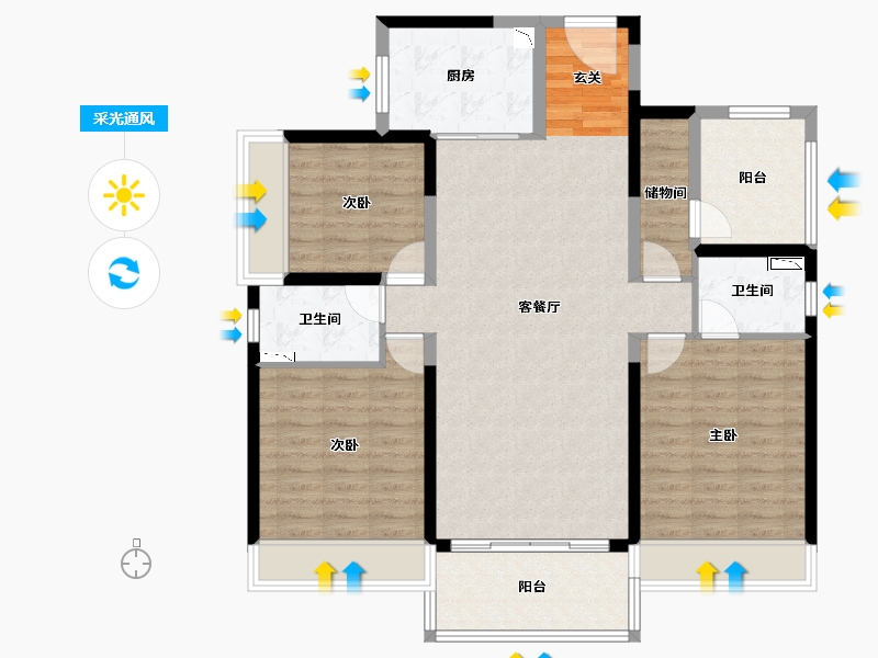 广东省-惠州市-陆丰龙光玖龙府-108.35-户型库-采光通风