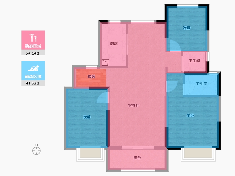 河北省-石家庄市-碧桂园云樾风华-85.60-户型库-动静分区