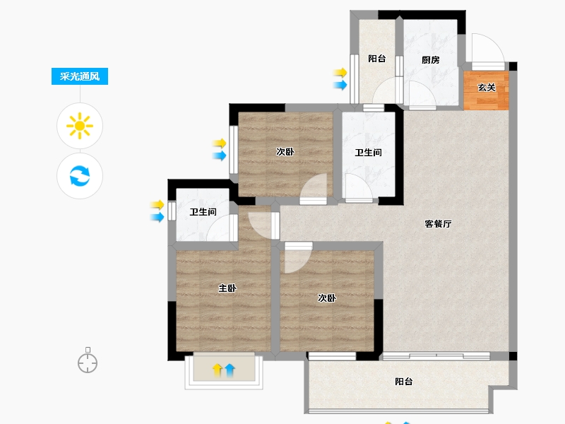 四川省-广安市-和喜・公园学府-76.11-户型库-采光通风