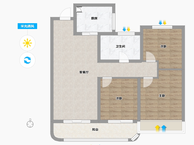 山东省-青岛市-海信花街小镇-85.21-户型库-采光通风