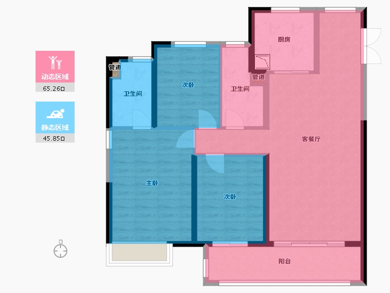 河南省-郑州市-富田城・九鼎华府-99.99-户型库-动静分区