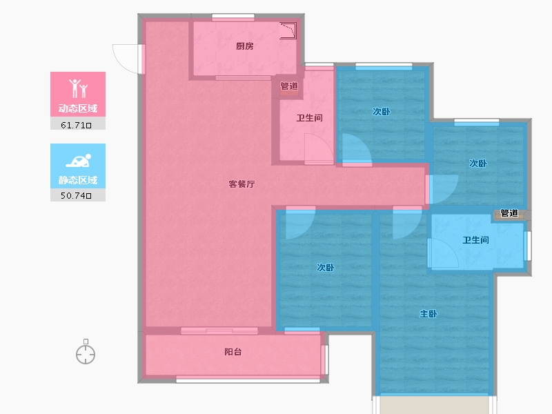 河南省-郑州市-龙湖・景粼玖序-100.01-户型库-动静分区