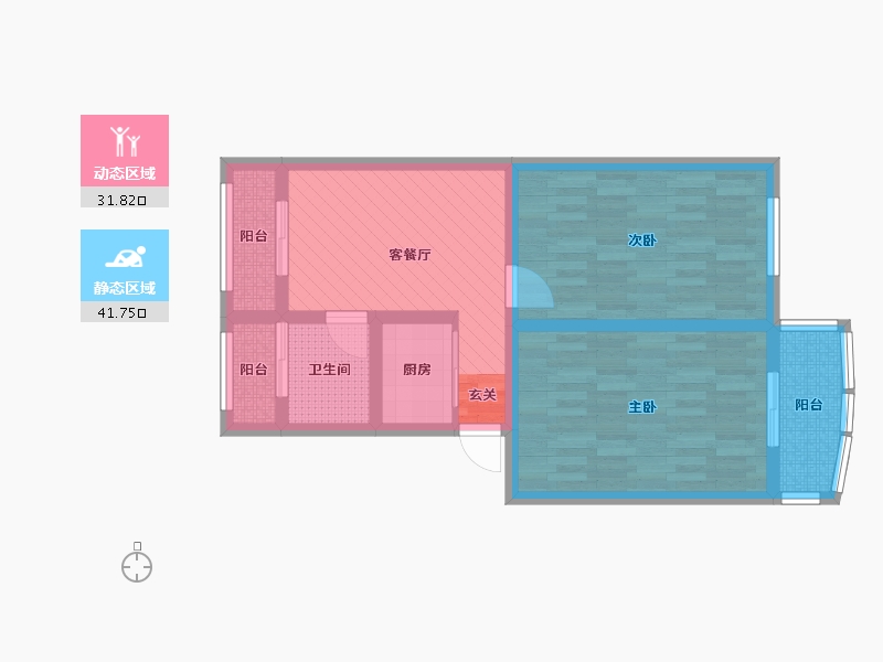 陕西省-西安市-围墙巷-62.75-户型库-动静分区