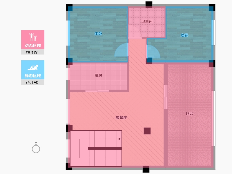 浙江省-金华市-绿城金华御园-85.35-户型库-动静分区