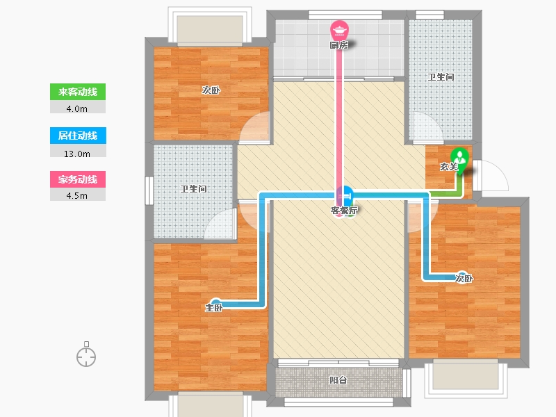 江苏省-苏州市-吴中区龙西路35号住宅区-86.46-户型库-动静线