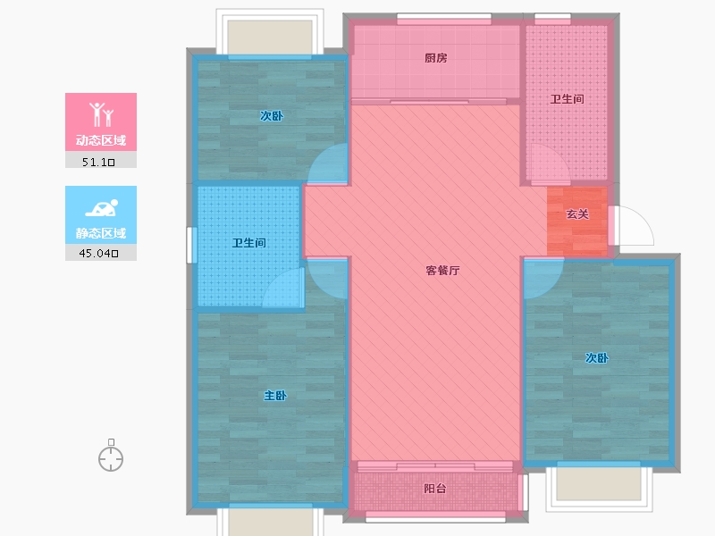 江苏省-苏州市-吴中区龙西路35号住宅区-86.46-户型库-动静分区