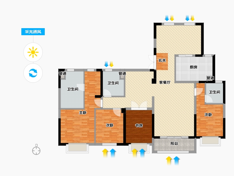 江苏省-泰州市-中南-156.80-户型库-采光通风