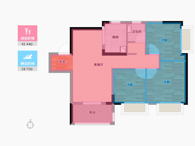 江苏省-南京市-中信泰富海麟苑-62.81-户型库-动静分区