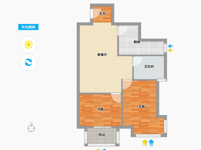 北京-北京市-百旺茉莉园-64.92-户型库-采光通风