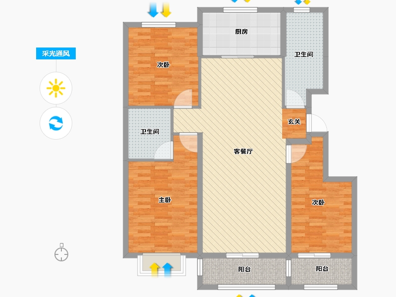 山东省-烟台市-丰金广场.丰金丽景-107.53-户型库-采光通风