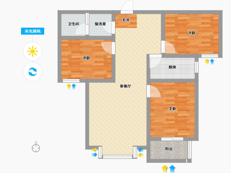 河北省-邯郸市-和庭小区-75.27-户型库-采光通风