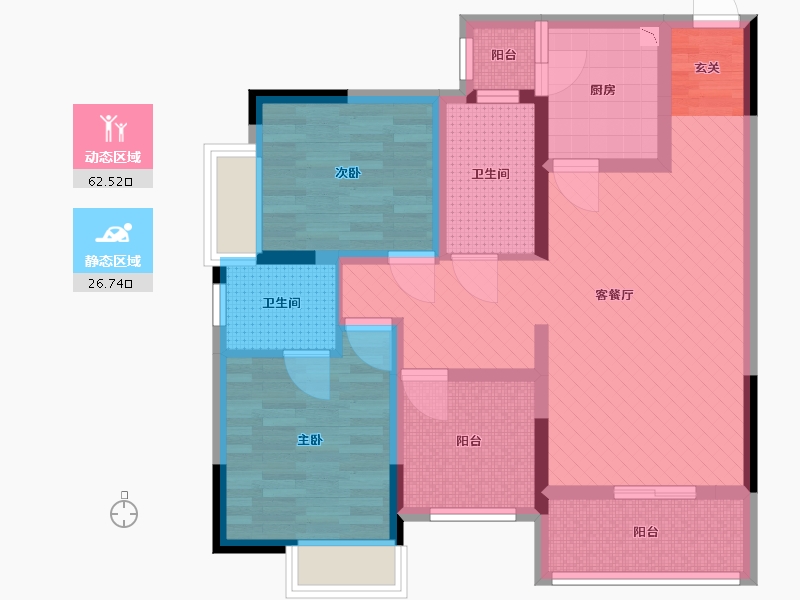 重庆-重庆市-腾宇中央新城-76.37-户型库-动静分区