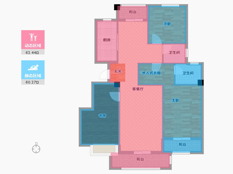 安徽省-亳州市-涡阳金诺公馆-110.00-户型库-动静分区