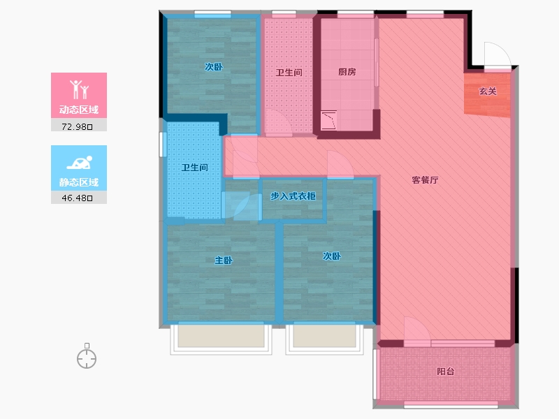 辽宁省-沈阳市-华润奉天九里-105.58-户型库-动静分区