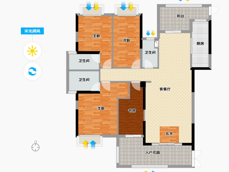 饶平康德广场4室2厅3卫1厨181.00㎡户型图