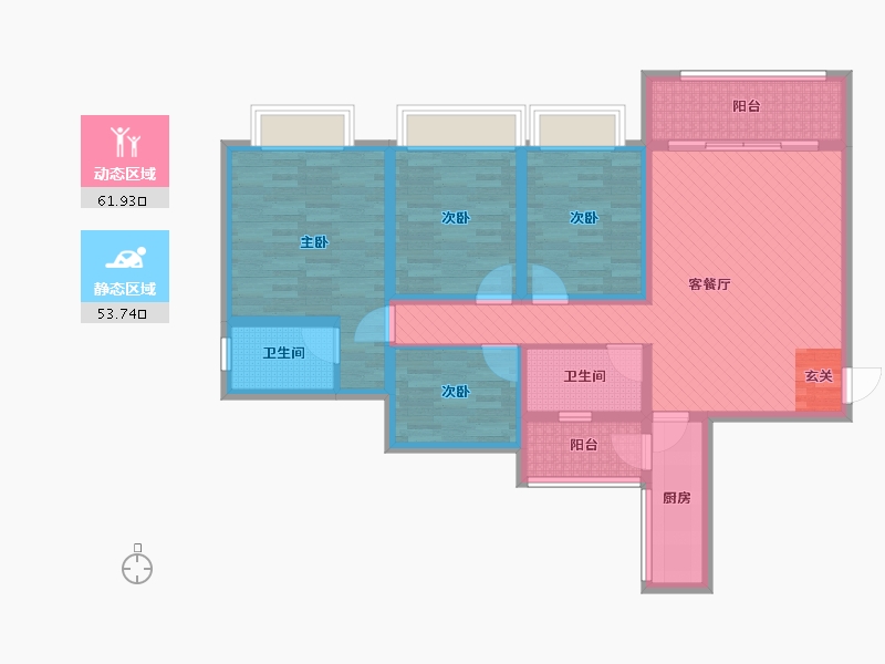 四川省-成都市-北延新居-99.84-户型库-动静分区