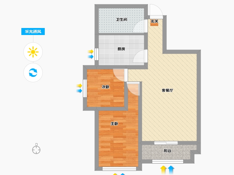 山西省-太原市-阳光揽胜-53.21-户型库-采光通风