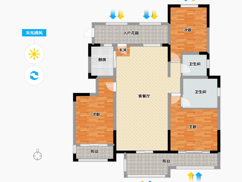 河南省-郑州市-思念果岭国际社区-144.00-户型库-采光通风