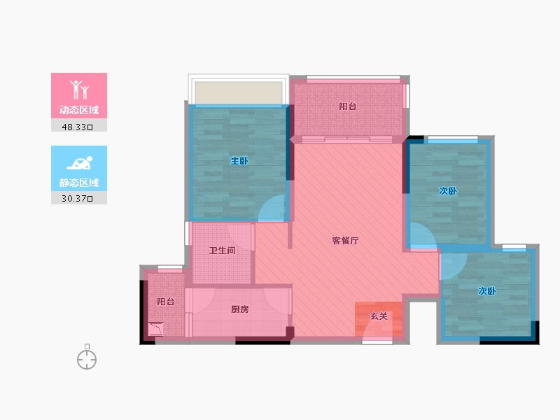 重庆-重庆市-金科荣昌-68.35-户型库-动静分区