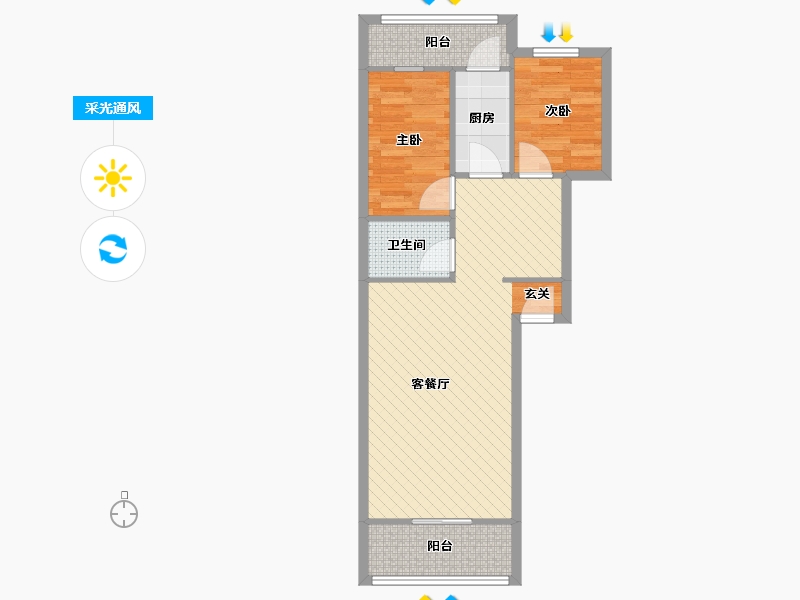 北京-北京市-幸福东区-60.25-户型库-采光通风