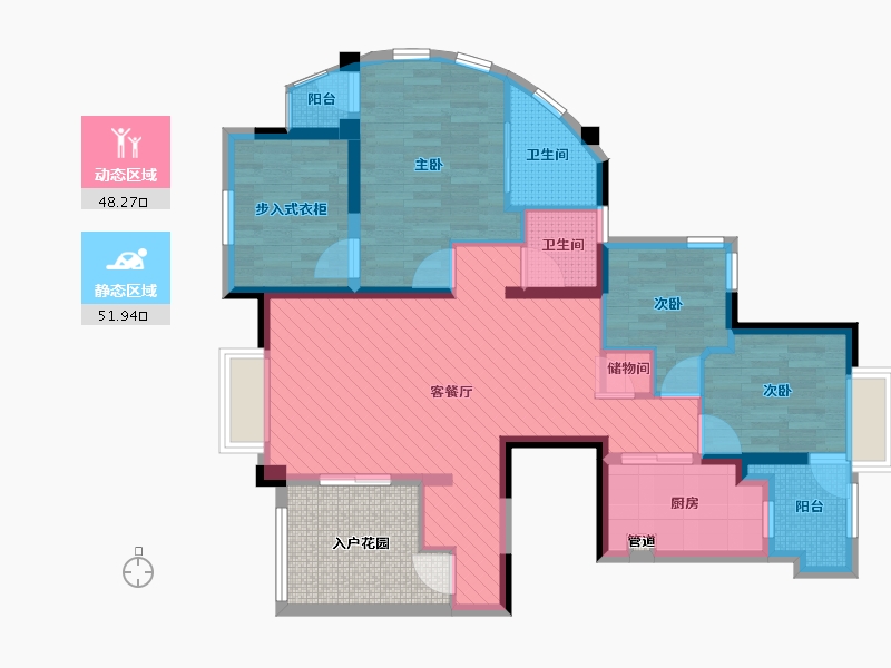 四川省-成都市-华润广场-95.25-户型库-动静分区