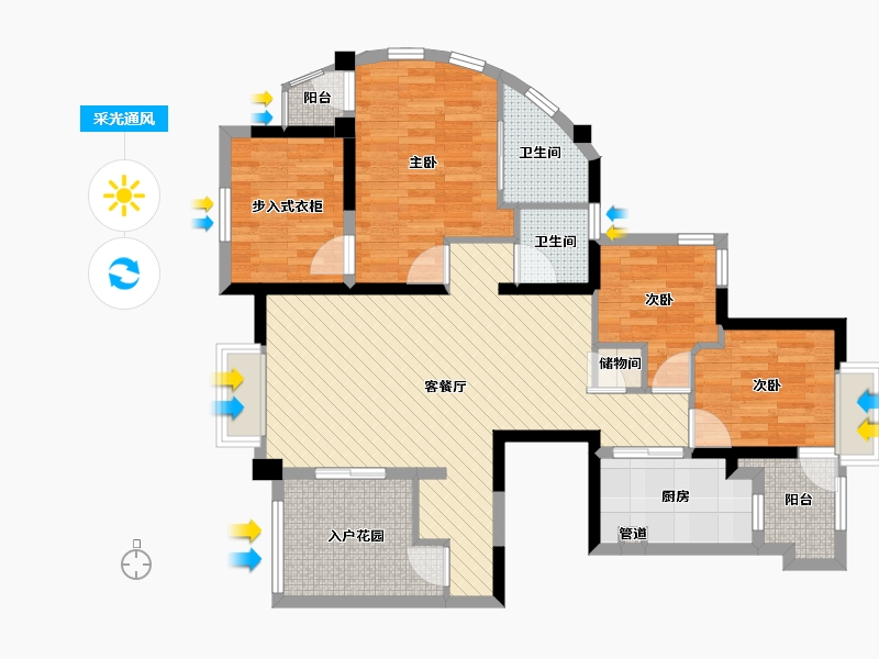 四川省-成都市-华润广场-95.25-户型库-采光通风