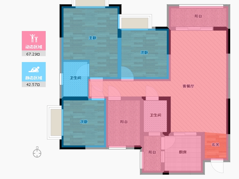 贵州省-遵义市-渝能佳苑-94.34-户型库-动静分区