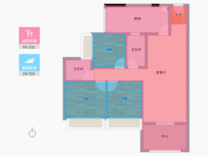 四川省-宜宾市-远达香榭丽-84.48-户型库-动静分区