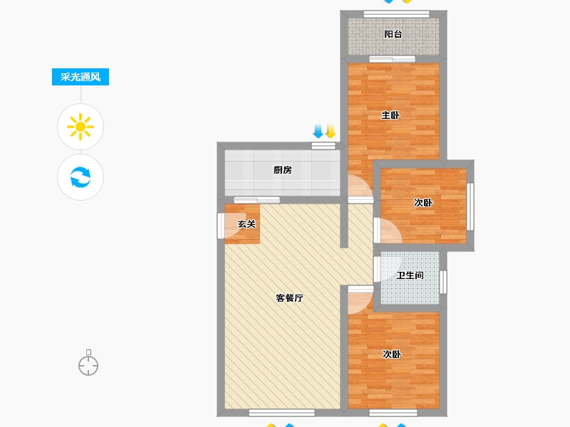 河北省-保定市-怡和园-71.30-户型库-采光通风