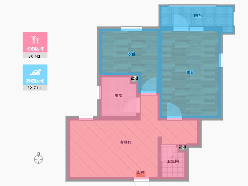 北京-北京市-八里庄北里-301号楼-54.40-户型库-动静分区