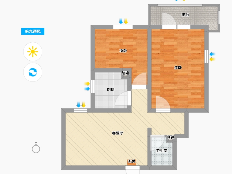 北京-北京市-八里庄北里-301号楼-54.40-户型库-采光通风