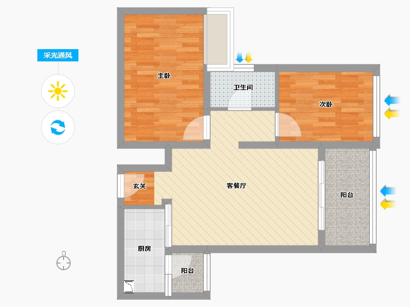 广东省-中山市-悦景台-59.46-户型库-采光通风