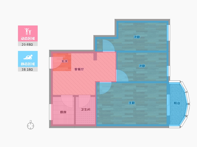 辽宁省-大连市-西安路公寓-51.69-户型库-动静分区