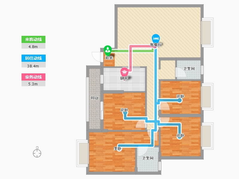 湖南省-益阳市-望安小区-109.08-户型库-动静线