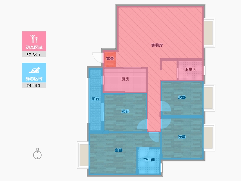 湖南省-益阳市-望安小区-109.08-户型库-动静分区