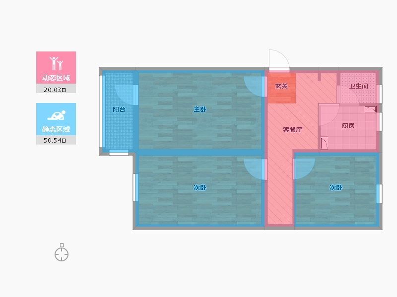 河北省-廊坊市-中核二四生活区-60.95-户型库-动静分区