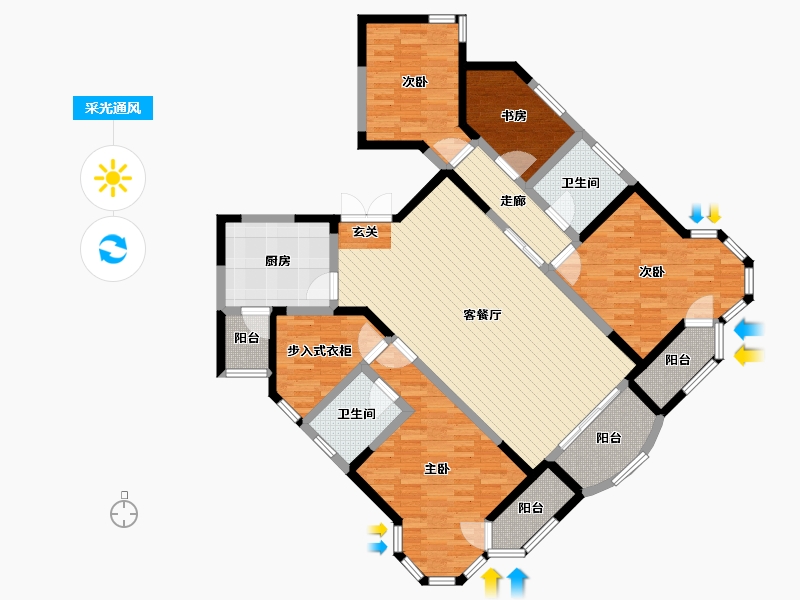 山东省-济宁市-奉源金河湾-132.10-户型库-采光通风