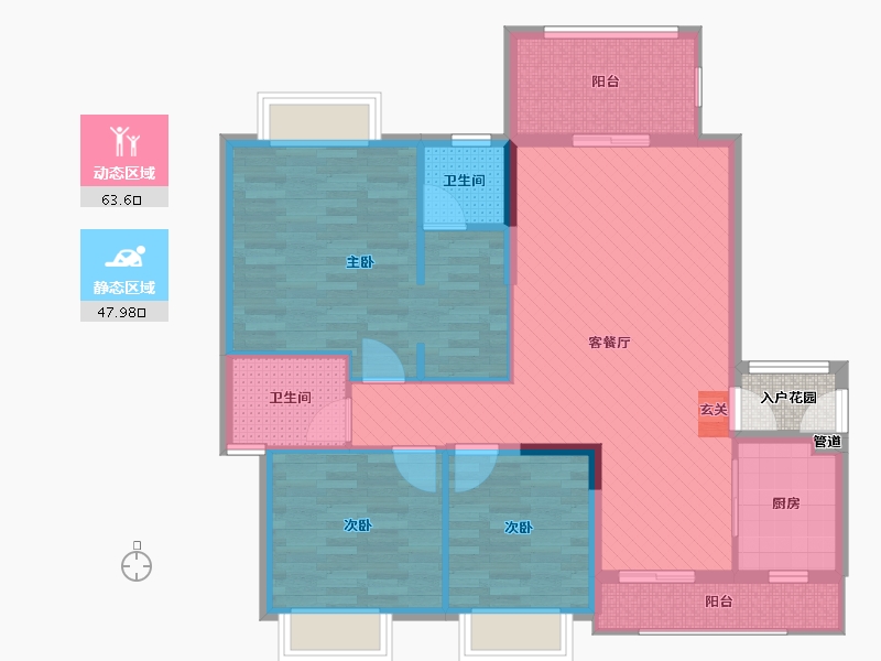 四川省-成都市-剑桥小镇-101.66-户型库-动静分区