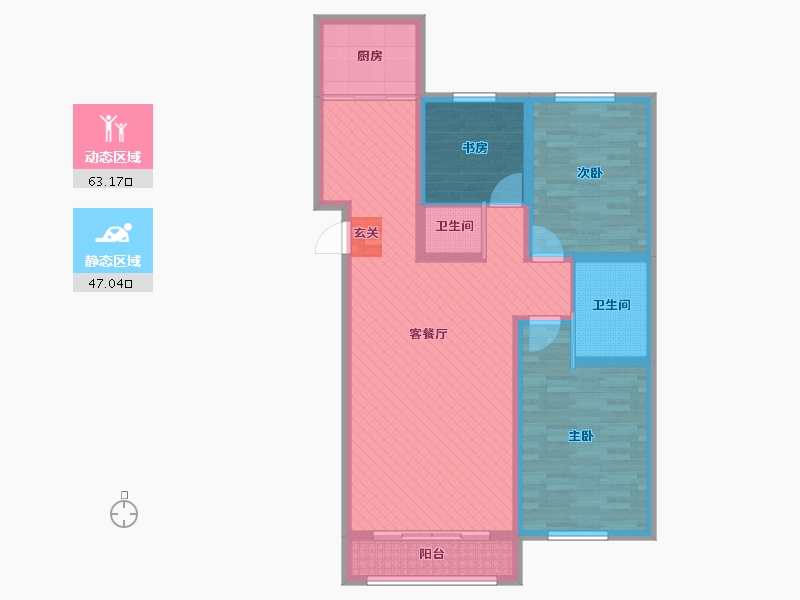 内蒙古自治区-乌兰察布市-富城苑-97.00-户型库-动静分区