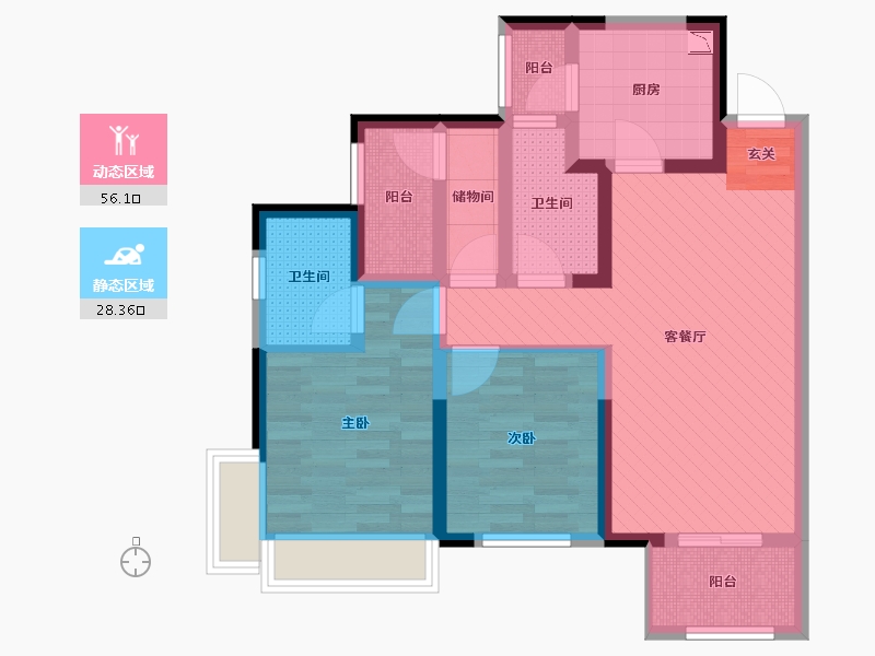 四川省-成都市-成都温江区-71.50-户型库-动静分区