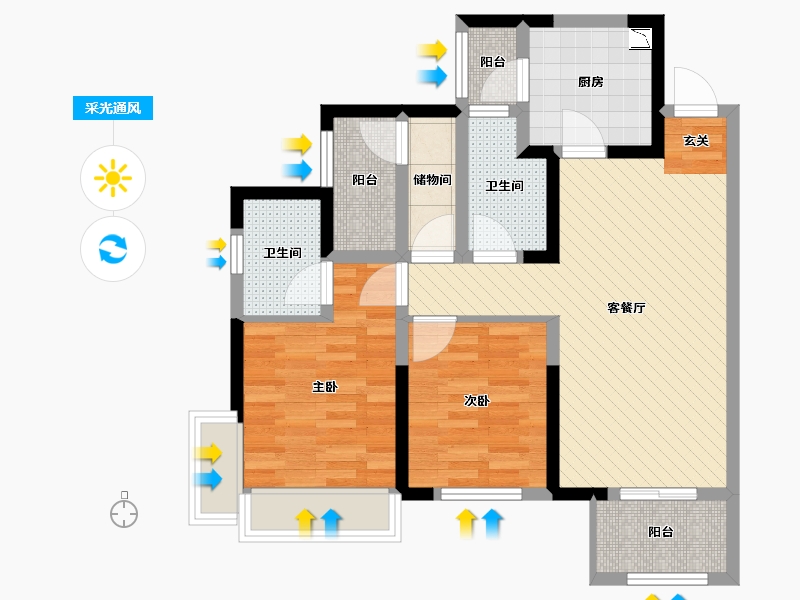 四川省-成都市-成都温江区-71.50-户型库-采光通风