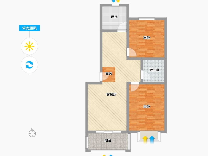 河北省-张家口市-城城北岸-80.00-户型库-采光通风