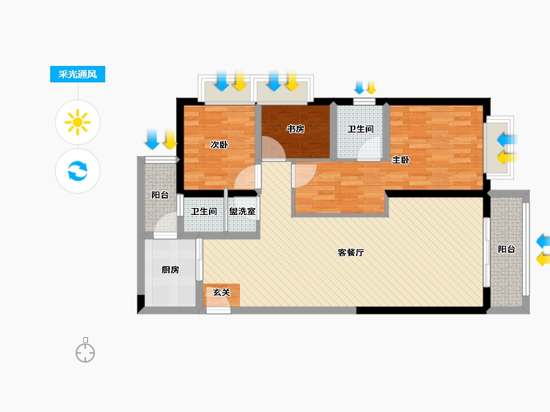 云南省-昆明市-润城二区-83.02-户型库-采光通风