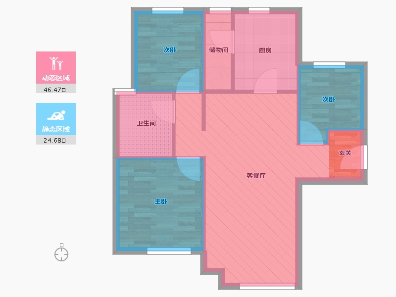 北京-北京市-富力-63.40-户型库-动静分区