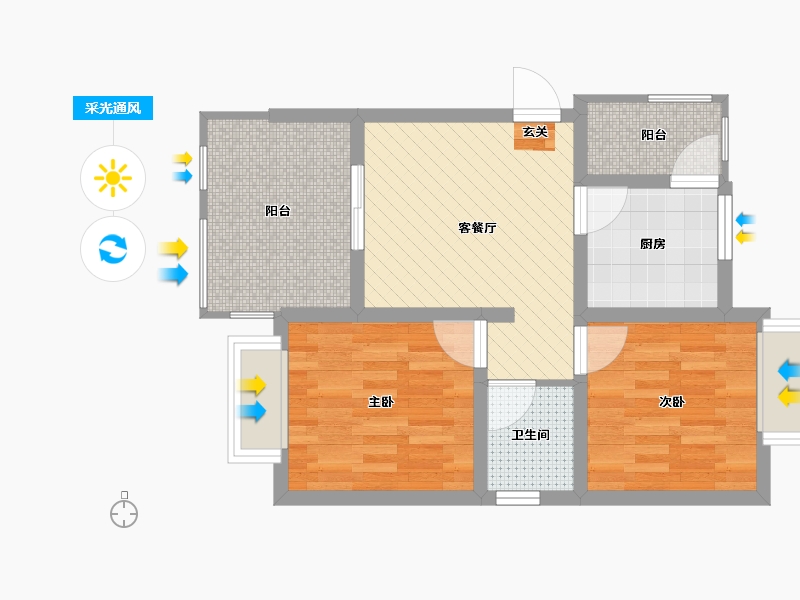 重庆-重庆市-重庆市南川区温莎公馆-54.38-户型库-采光通风