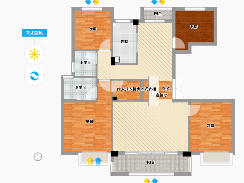 浙江省-杭州市-德信浙旅东宸8号楼-110.50-户型库-采光通风