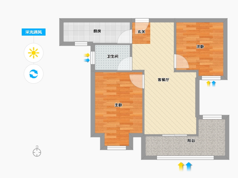 浙江省-杭州市-盛泰名都-57.22-户型库-采光通风